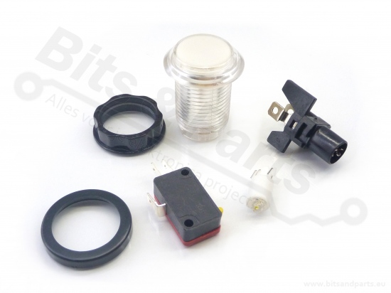 Drukcontact Arcade/Joystick transparant wit met verlichting 24,2mm